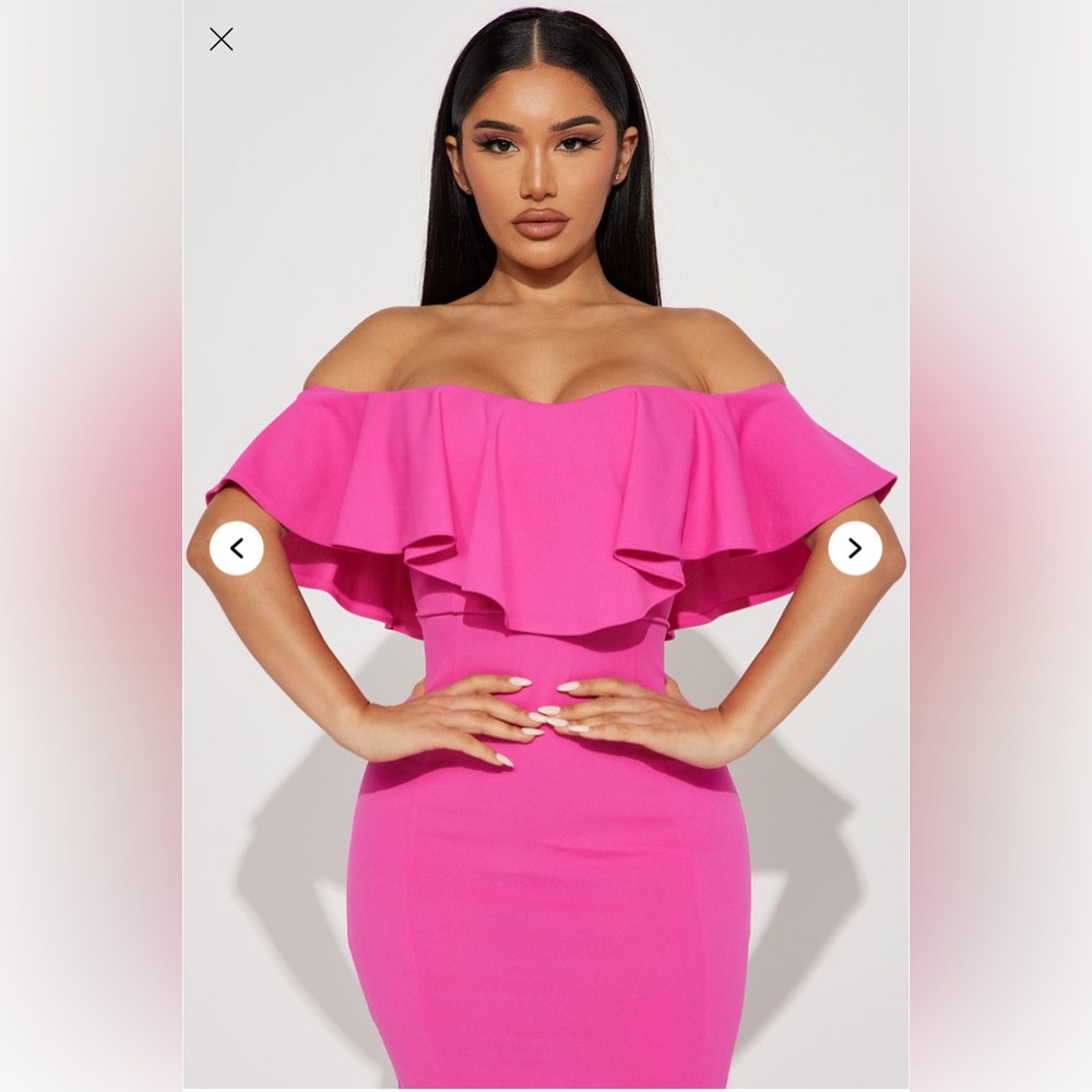 Fashion Nova Pink Ruffled Mermaid Gown - Picture 2 of 4